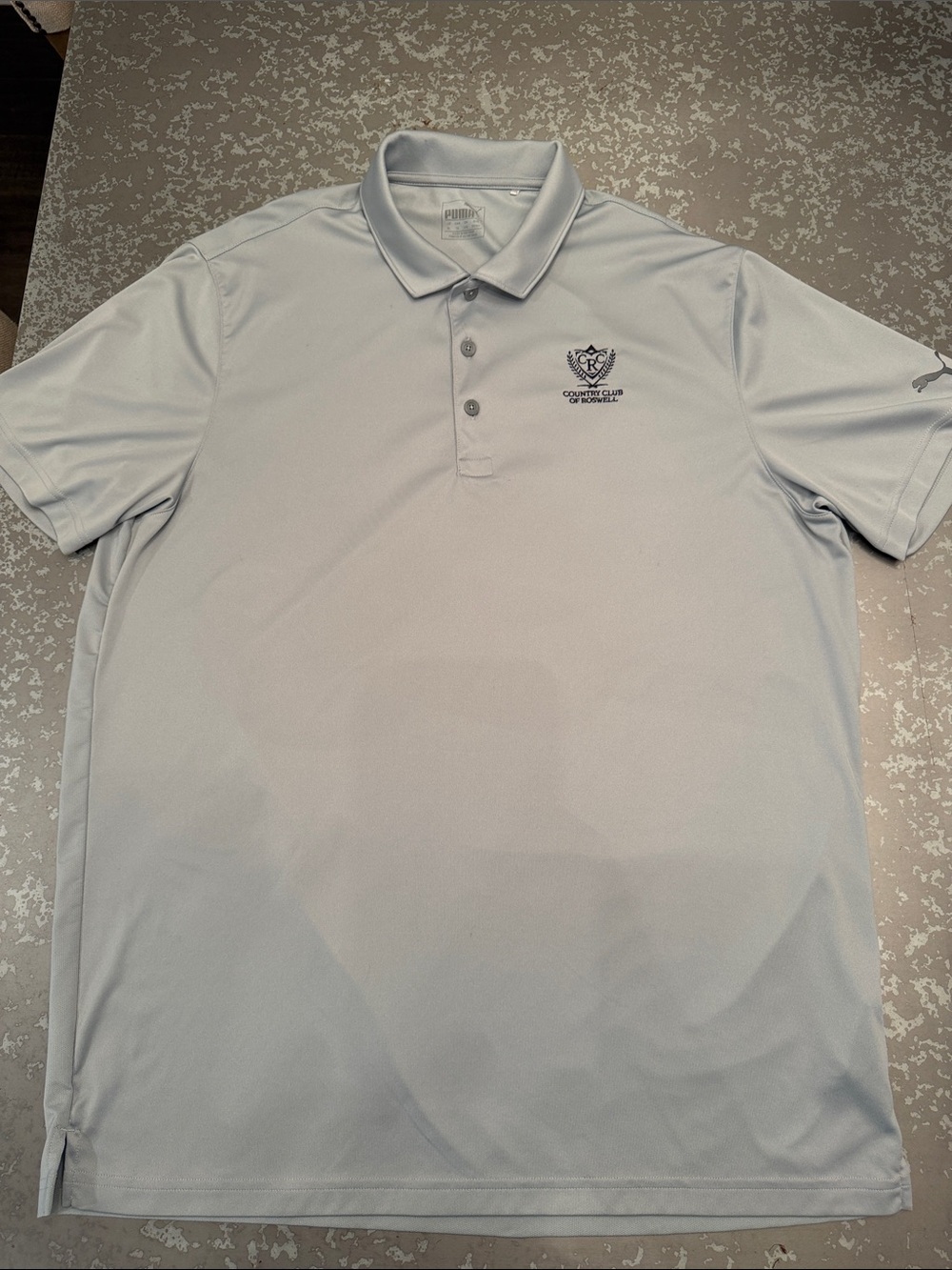 ‘Country Club’ Puma Men’s Light Gray Polo with Country Club Crest